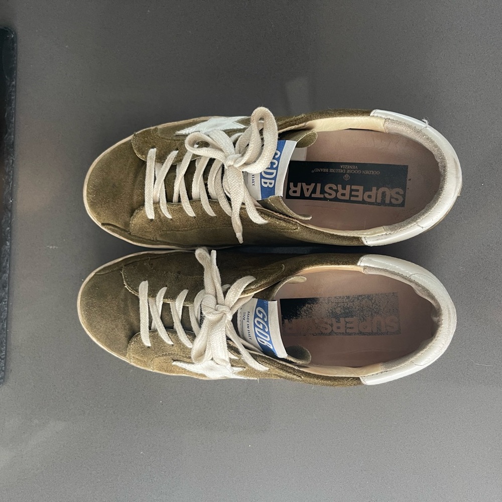 Golden Goose Green Suede Sneakers with White Accent GGDB - Picture 4 of 5